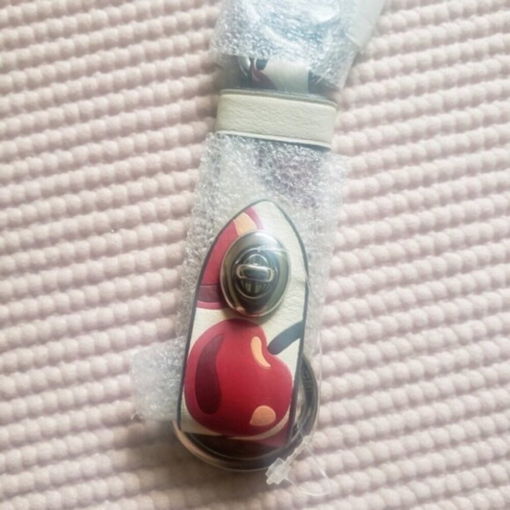 Coach Trigger Snap Bag Charm With Cherry Print NEW NWT - Picture 3 of 7